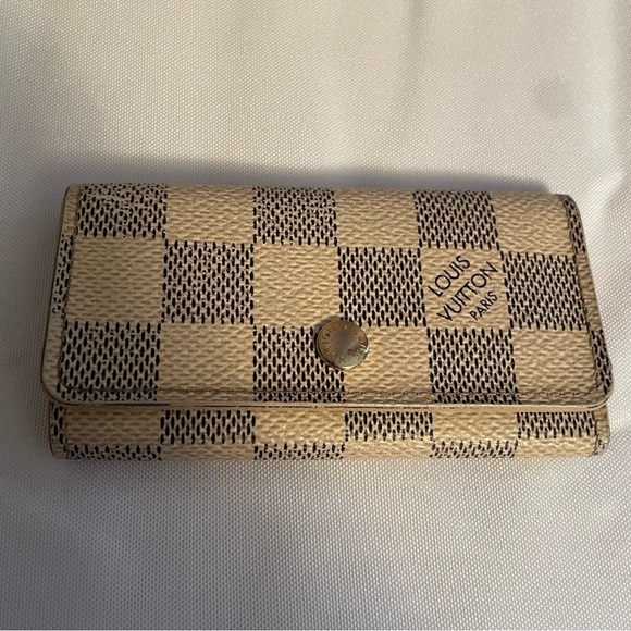 LOUIS VUITTON Damier Azur Multicles Key Holder Key Ring LV Cream Gray Checkered - Picture 1 of 14